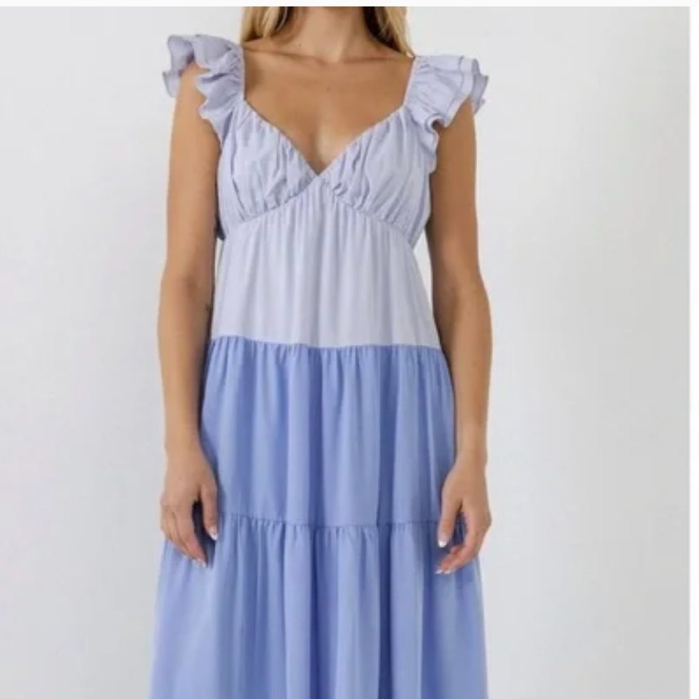 English Factory Tiered Colorblock Maxi dress size Large
